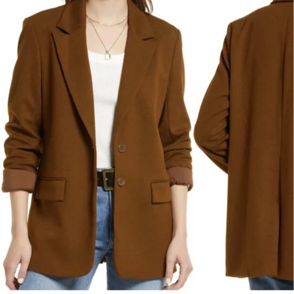 NWT Treasure & Bond Caramel Brown Temple Oversized Blazer Sz L
